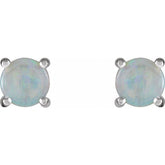 14K White 6 mm Natural White Opal Earrings
